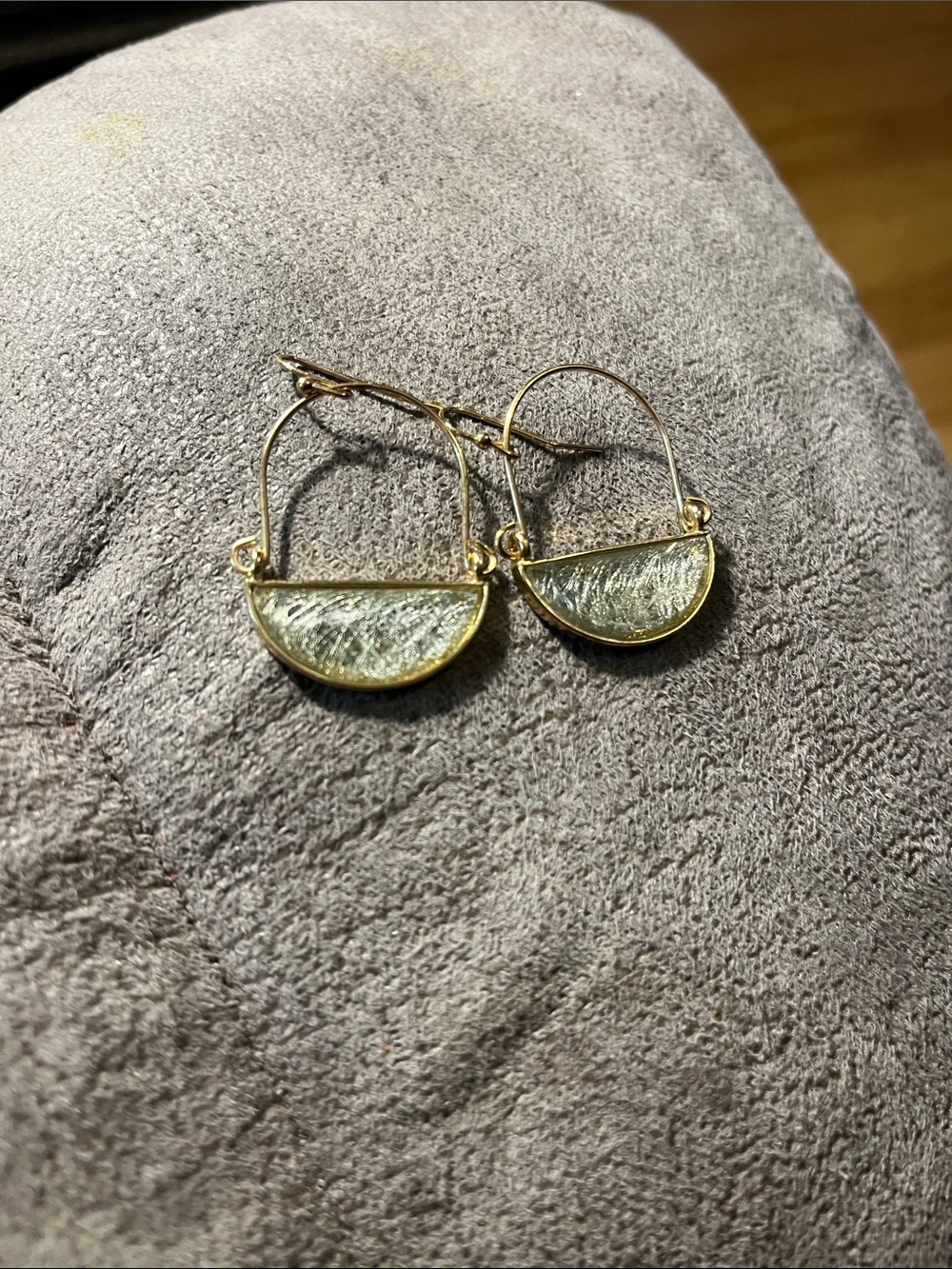 Gold Half-Moon Glass Drop Earrings 1885
